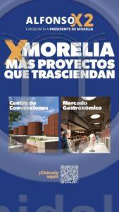 ¿Te imaginas tener un Mercado Gastronómico y un Centro de Convenciones en el centro de Morelia? Son algunas de las propuestas de nuestro candidato Alfonso Martínez. Por estas y más obras. 🟰 ✖ 2️⃣ ☑